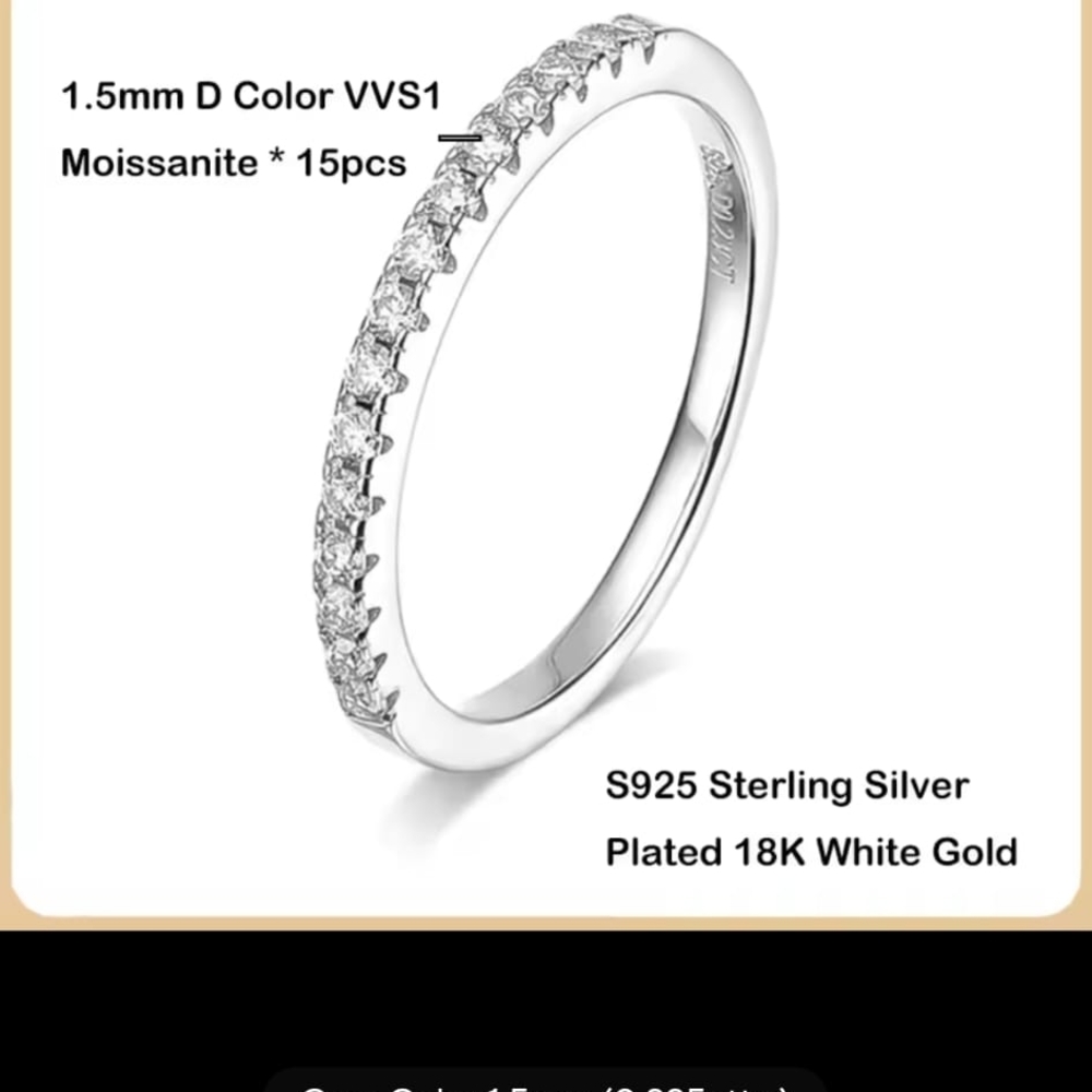 Silver Moissanite Eternity Ring with Prong Setting